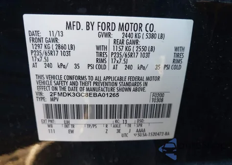 2014 Ford Edge Se z USA, uszkodzony, nr VIN 2FMDK3GC8EBA01265